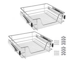 Froadp 2 Stück Küchen Regal Teleskopschublade Schlafzimmerschublade Schrankauszug Ausziehbare Ablage Geeignet für 50cm Schränke(Tatsächliche Breite 47cm)