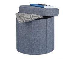 Relaxdays Sitzhocker mit Stauraum Größe M, Fußhocker mit Deckel, Polsterhocker zur Aufbewahrung, 38x38x38 cm, dunkelgrau