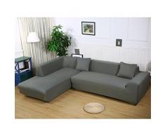 ele ELEOPTION Sofa Überwürfe elastische Stretch Sofa Bezug 2er Set 3 Sitzer für L Form Sofa inkl. 2 Stücke Kissenbezug (Grau)