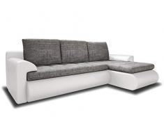 Ecksofa Santi - Polsterecke L-Form, Schlafsofa mit Bettkasten, Couchgarnitur mit Schlaffunktion, Couch, Sofa, Sofagarnitur (Weiß + Grau (Madryt 120 + Berlin 01), Ecksofa Rechts)