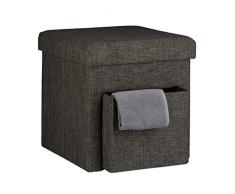 Relaxdays Faltbarer Sitzhocker, Leinen, Aufbewahrungs-Fach, abnehmbarer Deckel, Sitzwürfel, stabil, bis 300 kg, HxBxT 38 x 38 x 38 cm, verschiedene Farben, braun
