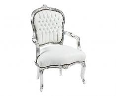 Barocksessel Luis in Blattsilber Kunstleder weiß