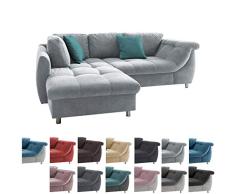 lifestyle4living Ecksofa mit Schlaffunktion | Eckcouch Eckgarnitur Polsterecke L Couch Sofa L Form | Wohnlandschaft inkl. Rückenkissen und Zierkissen | Stoff Grau