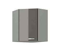 Eckhängeschrank 58x58 cm Grey Hochglanz Grau Küchenzeile Küchenblock Küche Vario