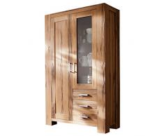 MÖBEL IDEAL Vitrinenschrank Vitrine Braxton Massivholz Holz Eiche massiv Natur geölt Breite 111 cm Tiefe 47 cm Höhe 181 cm