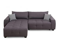 Collection AB Bellezza Polsterecke mit Bettfunktion und Bettkasten Ecksofa, Stoff, Anthrazit, 162 x 242 x 87 cm