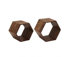 Riess Ambiente Massives 2er Set Cubes Hexagon Sheesham Stone Finish Beistelltische offen Regal Holzregale