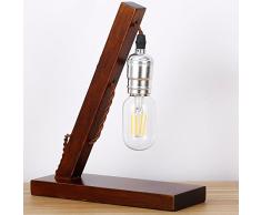 Injuicy Lighting Retro Antike E27 Edison Glühbirne Industrielampe Holz Schreibtischlampe Vintage Led Tischlampe für Arbeitszimmer Büro Schlafzimmer Wohnzimmer Bar Café Tisch Nachttischlampen