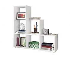 Mirjan24 Treppenregal Trio 011, 6 Fächer, Stufenregal, Aktenregal Bücherregal Standregal Aufbewahrung Regal Raumteiler, Dekoregal (Weiß)