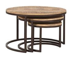 Massivum Clairton 3er Set Beistelltisch, Holz - Mango, Natur, BxHxT: 40x33x40