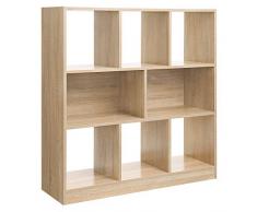 VASAGLE Bücherregal, Raumteiler Regal, Standregal aus Holz mit offenen Fächern, Vitrine für Wohnzimmer, Schlafzimmer, Kinderzimmer und Büro, 97,5 x 100 x 30 cm (B x H x T), Eiche LBC52NL