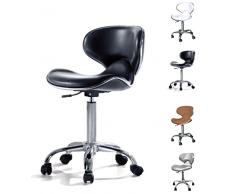 POLIRONESHOP VALI Rollhocker drehhocker arbeitshocker mit Lehne kosmetiksalon