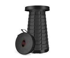 Coquimbo Camping Hocker, Tragbarer Klapphocker Teleskophocker für Kinder Erwachsene Outdoor Camping Wandern Angeln BBQ und Drinnen Küche Nutzen (Schwarz)