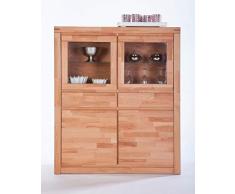 Eternity-Moebel24 Highboard Vitrine - Wood - Buffetschrank Standvitrine Kernbuche Massivholz geölt