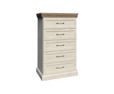 Furniture24 Kommode Highboard Hochkommode ROYAL (NORDISCHE Kiefer/WILD Eiche)