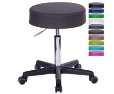 1stuff® Profi Rollhocker Squash XL - 40cm Sitzbreite - bis 180kg - Höhe bis ca. 73cm - Arzthocker Arbeitshocker Bürohocker Praxishocker Drehhocker (Stoff grau)