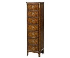 Casa Padrino Luxus Jugendstil Kommode mit 7 Schubladen Braun 35 x 30 x H. 127 cm - Luxus Qualität