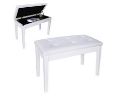 DoubleBlack Klavierbank Doppel mit Notenfach Klavierhocker Klavierbank Duett fuer 2 Personen Keyboard Stuhl mit Stauraum Schwarz Hochglanz-Weiß