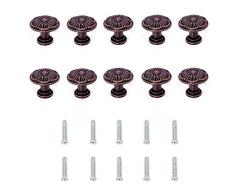 10 Stück Antiker Schubladengriff, mit 10 Schrauben, Retro Drawer Handles, Knopf Schrank, für Schrank Schubladenschrank Schranktür (Rotbronze)