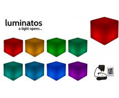 Luminatos 5, LED Cube/Hocker 40cm beleuchtet mit Farbwechsel Fernbedienung Sitzwürfel
