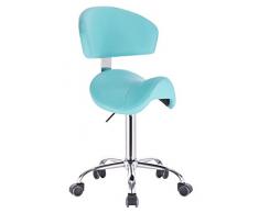 1stuff® Sattelhocker Rollhocker Pony mit Lehne Bigback (abnehmbar) - aufrechte Sitzposition - Sitzhöhe bis ca. 74cm - Arzthocker Arbeitshocker Praxishocker Bürohocker Drehhocker (hellblau)