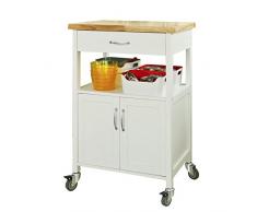SoBuy FKW22-WN Küchenwagen aus Kautschukholz Servierwagen Rollwagen Getränkewagen fürs Büro BHT ca.: 60x90x44,5cm
