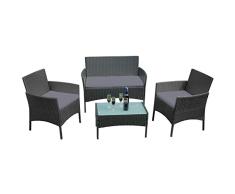 LARS360 Poly Rattan Gartenmöbel-Set Sofa Garnitur Sitzgarnitur Lounge Sitzgruppe mit 3 Sofa und Tisch für Garten (Typ 1 Anthrazit)