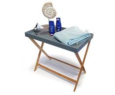 osoltus Bambus Tablett Beistelltisch Serviertablett Tabletttisch TV-Tisch 70 cm grau