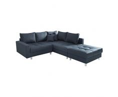 Invicta Interior Moderne Ecksofa Kent 220cm anthrazit Federkern inkl. Hocker und Kissen Ottomane beidseitig aufbaubar Sofa Schlafsofa Schlafcouch Couch Wohnlandschaft Eckcouch