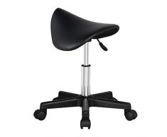 Yaheetech Sattelhocker Rollhocker Drehhocker Praxishocker Arbeitshocker Hocker mit höhenverstellbaren 5 Rollen schwarz