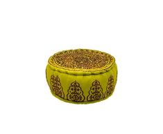 Orientalischer runder Pouf aus Baumwolle 50cm inklusive Füllung | Marokkanisches Sitzkissen Sitzpouf Kissen Haydar ø 50cm Rund | Marokkanischer Hocker Sitzhocker Fusshocker Bestickt
