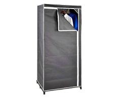 Spetebo Stoffschrank 160 cm inkl. Kleiderstange - grau - Kleiderschrank Faltschrank Stoffkleiderschrank
