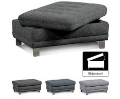Cavadore Sofa-Hocker Imit mit Stauraum / Praktischer Beistellhocker, Sitzhocker, Polsterhocker mit Stauraum / Metallfüße / Größe: 102x46x68 cm (BxHxT) / Strukturstoff in anthrazit (grau)