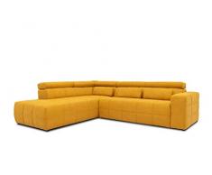 DOMO Collection Brandon Ecksofa, Sofa mit Rückenfunktion in L-Form, Polsterecke Eckgarnitur, 278 x 228 x 80 cm, Polstergarnitur in gelb