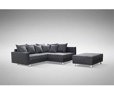 Küchen-Preisbombe Modernes Sofa Couch Ecksofa Eckcouch in schwarz Eckcouch mit Hocker - Minsk R
