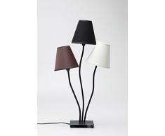 Tischleuchte Flexible Mocca Tre, Retro Design Stehlampe für das Wohnzimmer, dezente Leselampe, Nachttischlampen mit bunten Stoffschirmen (WeiÃ, Schwarz, Braun), Schreibtischlampe (H/B/T) 67x40x16cm
