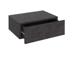 CARO-Möbel Wandregal Anne hängende Nachtkommode Wandboard Nachttisch mit 1 Schublade schwebend, grifflose, in Betonoptik dunkel