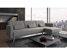 Ecksofa mit Schlaffunktion, umbaubar, wendbar, Verona, Medidas, Hellgrau 267x137x88cm