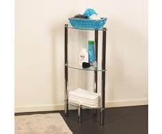 Kela 18050, Eckregal, 3 Etagen, Metall/ Sicherheitsglas, 28,5x 28,5x 76 cm, Ole, Verchromt