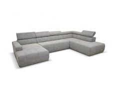 DOMO Collection Brandon Sofa | Wohnlandschaft mit Rückenfunktion und Sitztiefenverstellung in U-Form | Polsterecke Eckgarnitur | 175 x 359 x 228 cm Polstergarnitur in weiß-grau
