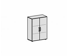 Flügeltürenschrank, Büroschrank aus Holz, mit Standfüßen, inkl. Türdämpfer, nicht abschließbar, 800x420x1104, Buche/Lichtgrau, Geramöbel