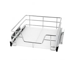 bremermann Teleskopschublade für 50 cm Schrank mit Einlegeboden Küchenschublade (Chrom)