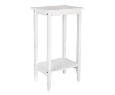 Homfa Beistelltisch Couchtisch Sofatisch mit 2 Ablagen Wohnzimmertisch Nachttisch Tisch Holz Weiß 40x30x73,5cm