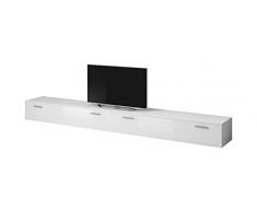 E-Com TV Möbel Lowboard Schrank Ständer Boston Korpus weiß/Front weiß Hochglanz 300 cm