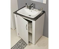 Badmöbel Set ANTIK 65 mit Waschbecken Keramik verschiedene Kombinationen MDF (Waschtisch Spiegel Hochschrank)