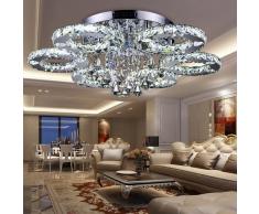 fsders VINGO 88W LED Kristall Deckenleuchte Deckenlampe Modern Kronleuchter Pendelleuchte Hängeleuchte Energie Sparen einstellbar für Wohnzimmer Küchen Schlafzimmer mit Fernbedienung, Glas, 12 W