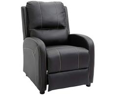 HOMCOM Relaxsessel Fernsehsessel Wohnzimmer 165° Liegewinkel 160 kg belastbar PU Schwarz 70 x 93 x 100 cm