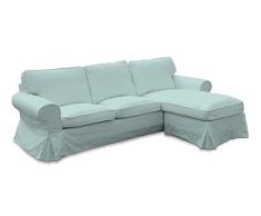 Dekoria Ektorp 2-Sitzer Sofabezug mit Recamiere Sofahusse passend für IKEA Modell Ektorp hellblau