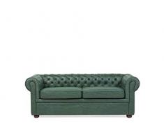 Beliani Klassisches Chesterfield Sofa 3er-Sitzer in Leder-Optik grün Chesterfield