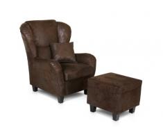 Collection AB Ohrensessel mit Hocker Chris 92 x 90 cm, Antikleder, braun